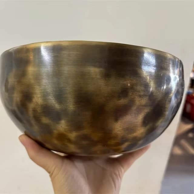 8inch Handmade Spiritual Crafts 20cm Black Copper Tibetan Full Moon Singing Bowls Set for Yoga Healing Music and Buddhist Pray