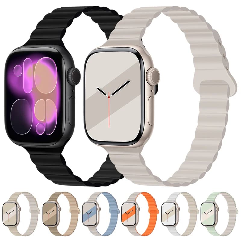 Cinturino magnetico da donna con cinturino in silicone sottile per Apple Watch S11 10 46/42mm 45mm 44 38mm 40mm 41mm 42mm iWatch SE 9 8 7 6 5 4 3 2 1