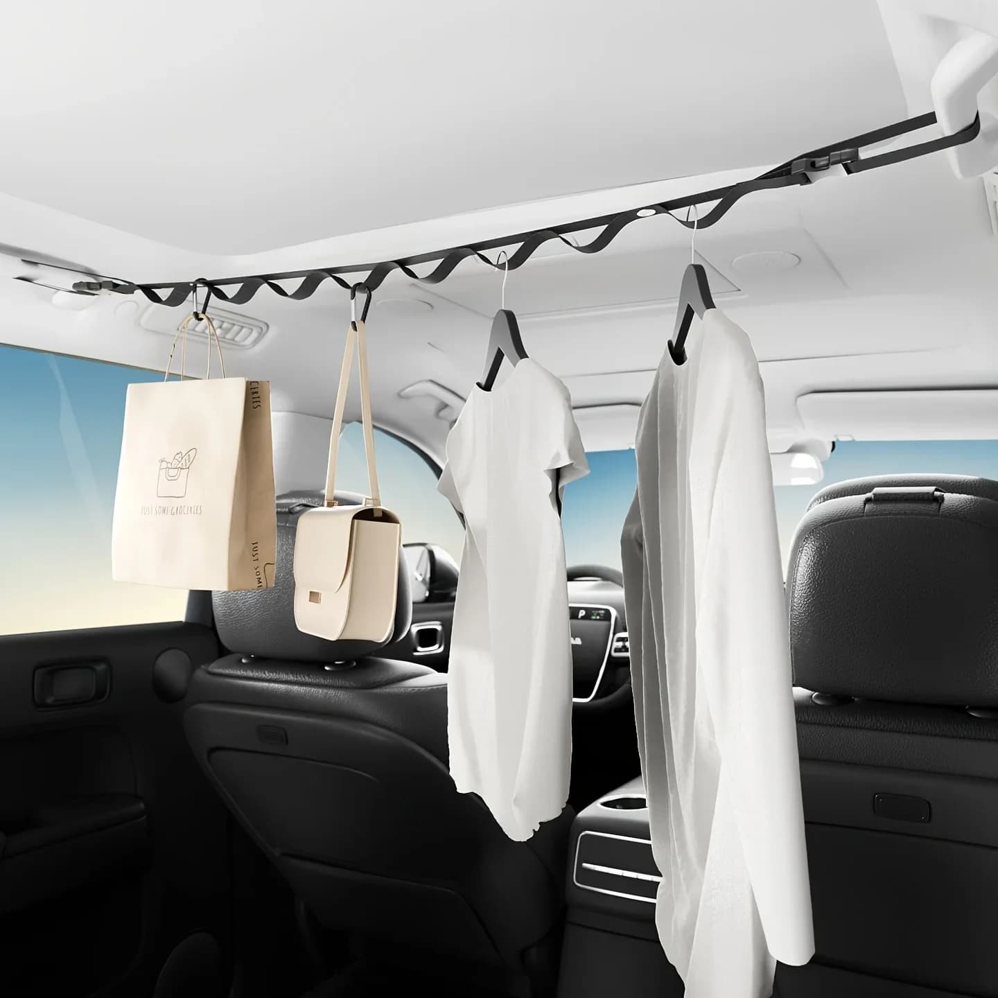 Car Clothesline Adjustable Car Interior Clothes Hanger Strap Portable Travel Camping Car Roof Clothes Drying Rope Auto Accessory