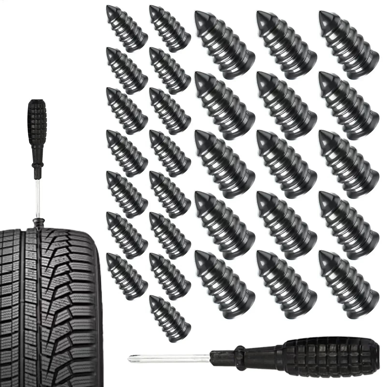 Set di 10/30 Pezzi per Riparazione Pneumatici Auto e Moto, Kit con Chiodi in Gomma e Metallo, Viti per Pneumatici Tubeless, Strumenti di Riparazione per Auto e Moto
