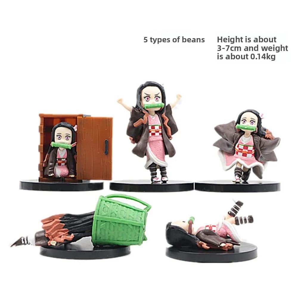 5 modelli di Bean Demon Slayer, Blade Stove Door Battle Edition, Running Bean Toy, Twisted Egg Doll Model Ornament