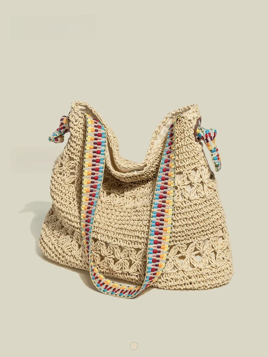 Original Doutao Large Capacity Beach Straw Weaving Bag Women's Summer Vacation Ethnic Style Casual Handbag Tote Bag