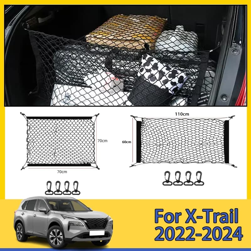 Bagagliaio di un'auto Netto Per Nissan X-Trail XTrail T33 Rogue 2022-2024 2023 Boot Bagagli Maglia di Nylon Borsa di Stoccaggio Posteriore Indietro Cargo accessori