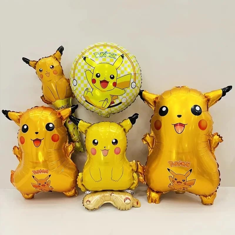 Set di 5 Palloncini Decorativi per Compleanno Pokemon, Palloncini in Foil di Pikachu, Eevee, Charizard, Squirtle, Accessori per Feste