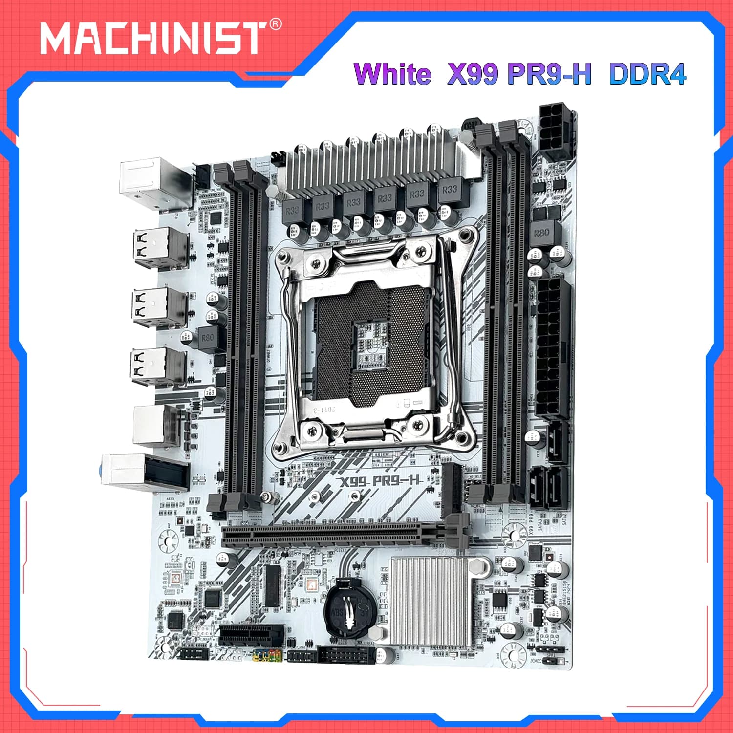 Scheda Madre MACHINIST Bianca PR9-H X99 Supporta CPU Intel Xeon E5 V3&V4 LGA 2011-3, RAM DDR4, Slot SATA/NVME M.2