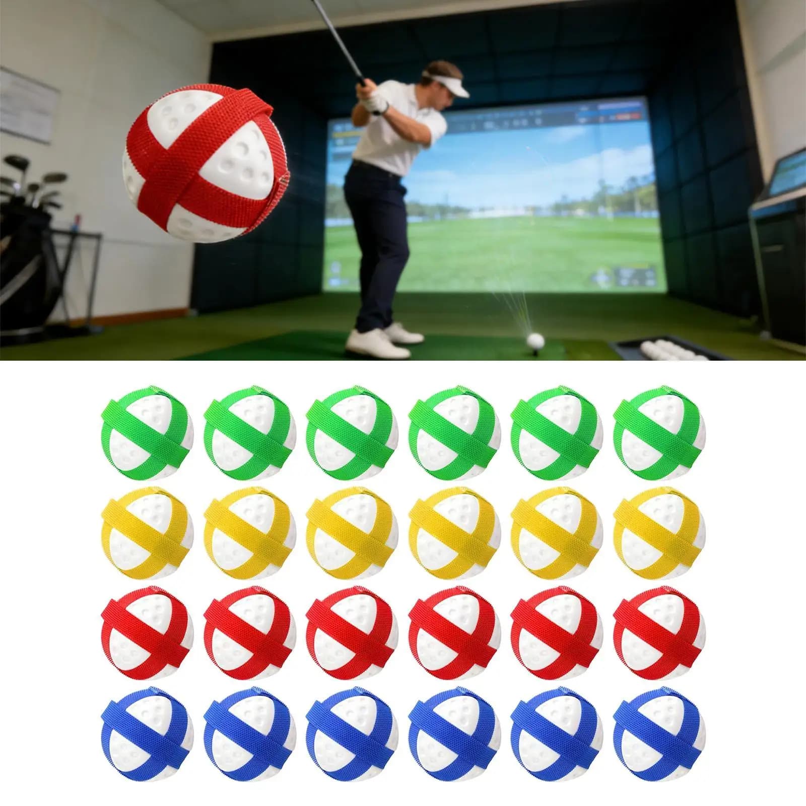 Mini Palline da Golf Adesive Multicolore, Giocattolo Interattivo con Gancio e Anello per Allenamento Golf e Divertimento Familiare