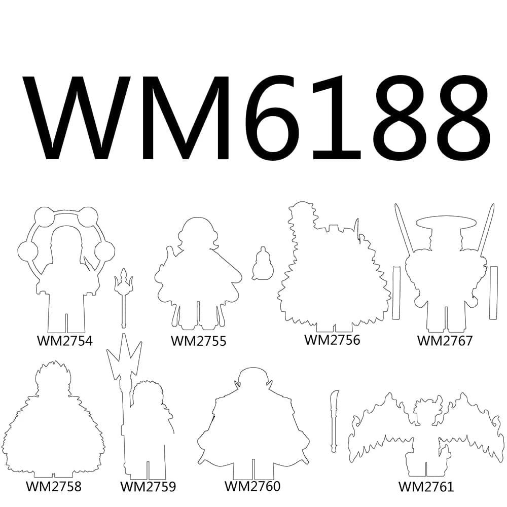 WM6188 Anime Minifigure Building Blocks Giocattolo WM2754 WM2755 WM2756 WM2757 WM2758 WM2759 WM2760 WM2761