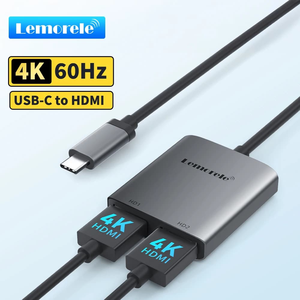 Adattatore Lemorele 4K da USB-C a HDMI, Convertitore Type-C a HDMI per Mirroring dello Schermo e Display Esteso da PC/Laptop/Telefono a TV/Monitor