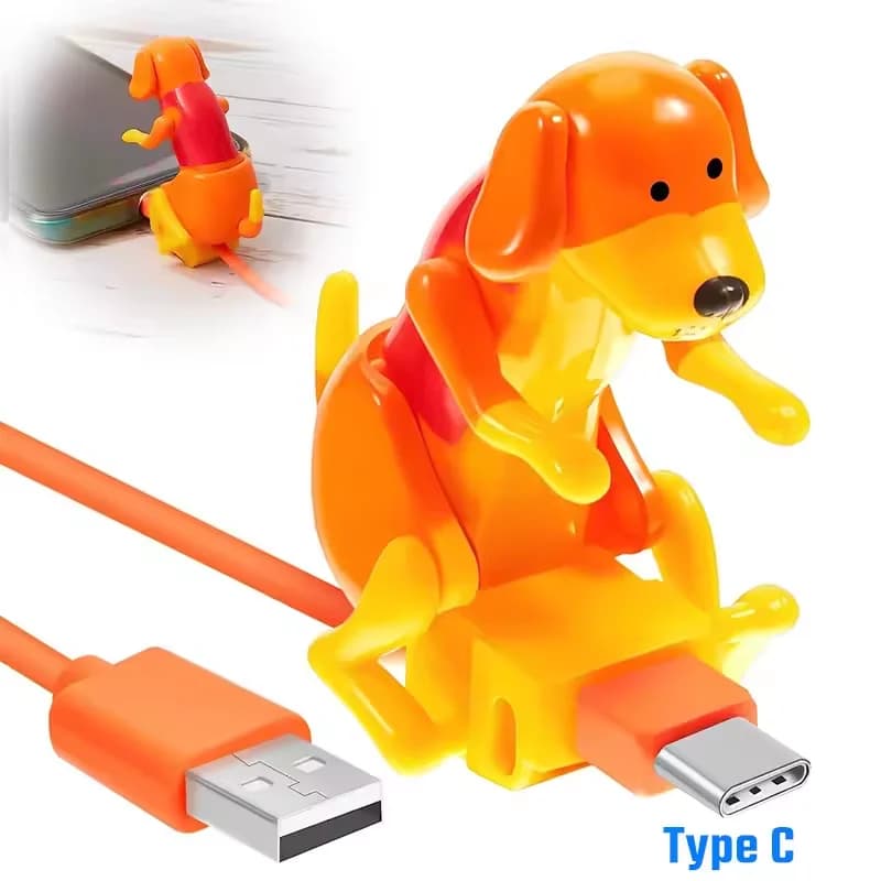 Divertente Cavo di Ricarica Rapida Micro USB/IOS/Type-C a Forma di Cane che si Spazza, per Telefoni Apple e Android, Giocattolo Antistress