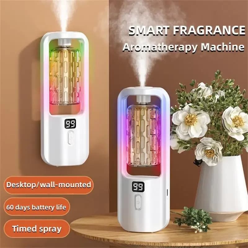 Macchina per aromaterapia a olio a parete Purificazione dell'aria Diffusore automatico Toilette Deodorizzazione Fragranza Umidificatore Notte colorata