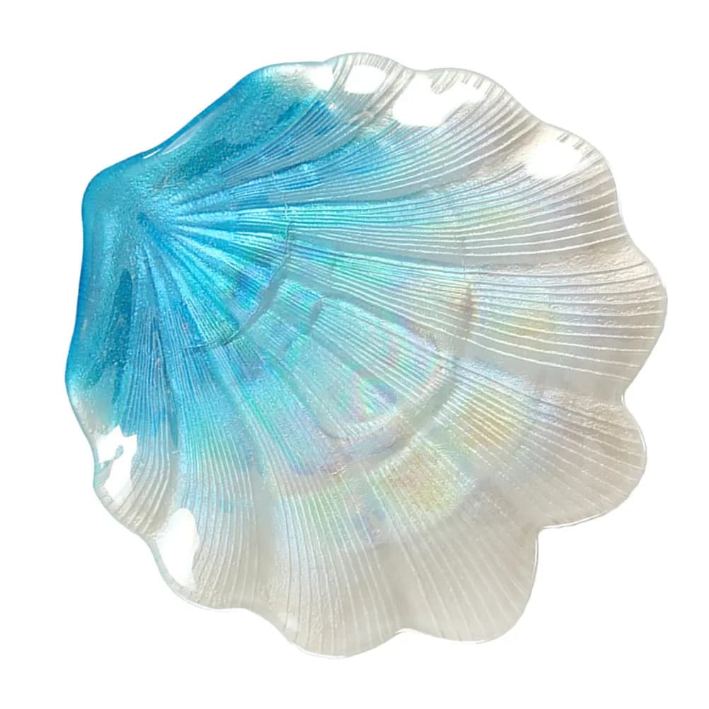 1Pcs High Grade Shell Shaped Glass Jewelry Tray Decorative Storage Plate for Necklace Earrings Rings Brooch Hair Clip Desktop