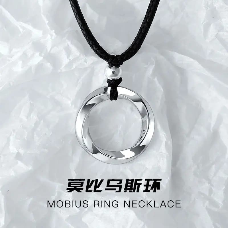 Ciondolo anello Mobius in argento sterling 999 simbolo dell'infinito coppia unisex gioielli lucchetto di sicurezza fascino collana di lusso regolabile regalo