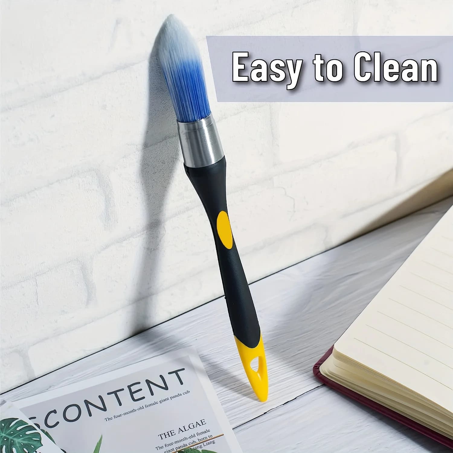 Easy to clean paint edge brush, 0.75 inch precision trimmer, with durable plastic handle and synthetic bristles, for smoothing e