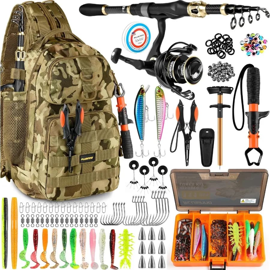 Waterproof fishing backpack with integrated rods and reel, equipment boxes and channel holder to store outdoor fishing gear Co