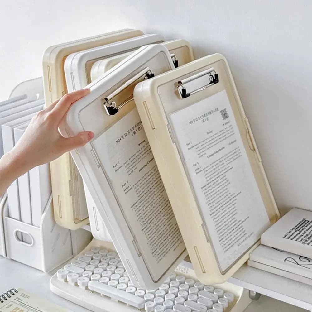 Scatola portaoggetti per file Cartella per esami A4 impermeabile con clip per studenti professionisti Organizzatore di documenti multifunzione per ufficio