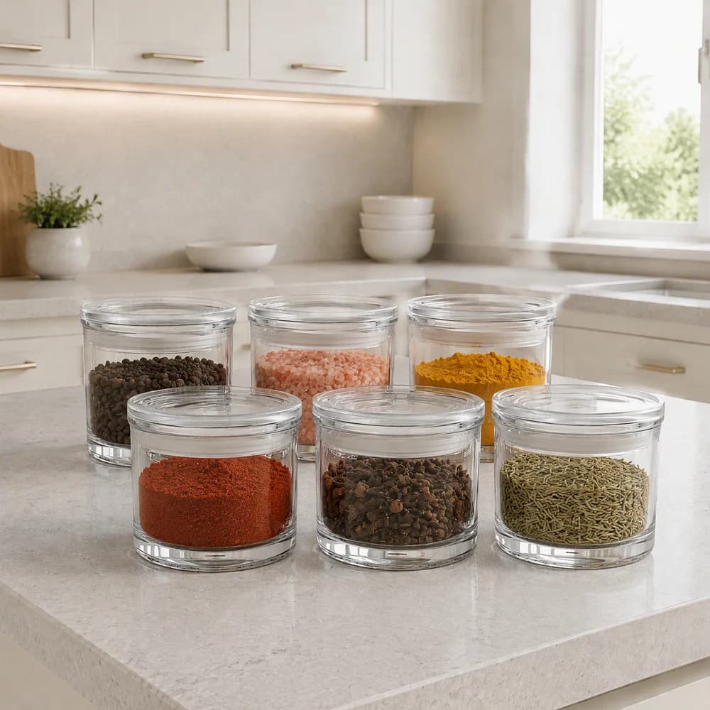 350ML transparent acrylic spice bottle 3/6-piece set, kitchen seasoning organization storage bottle sealed jar set