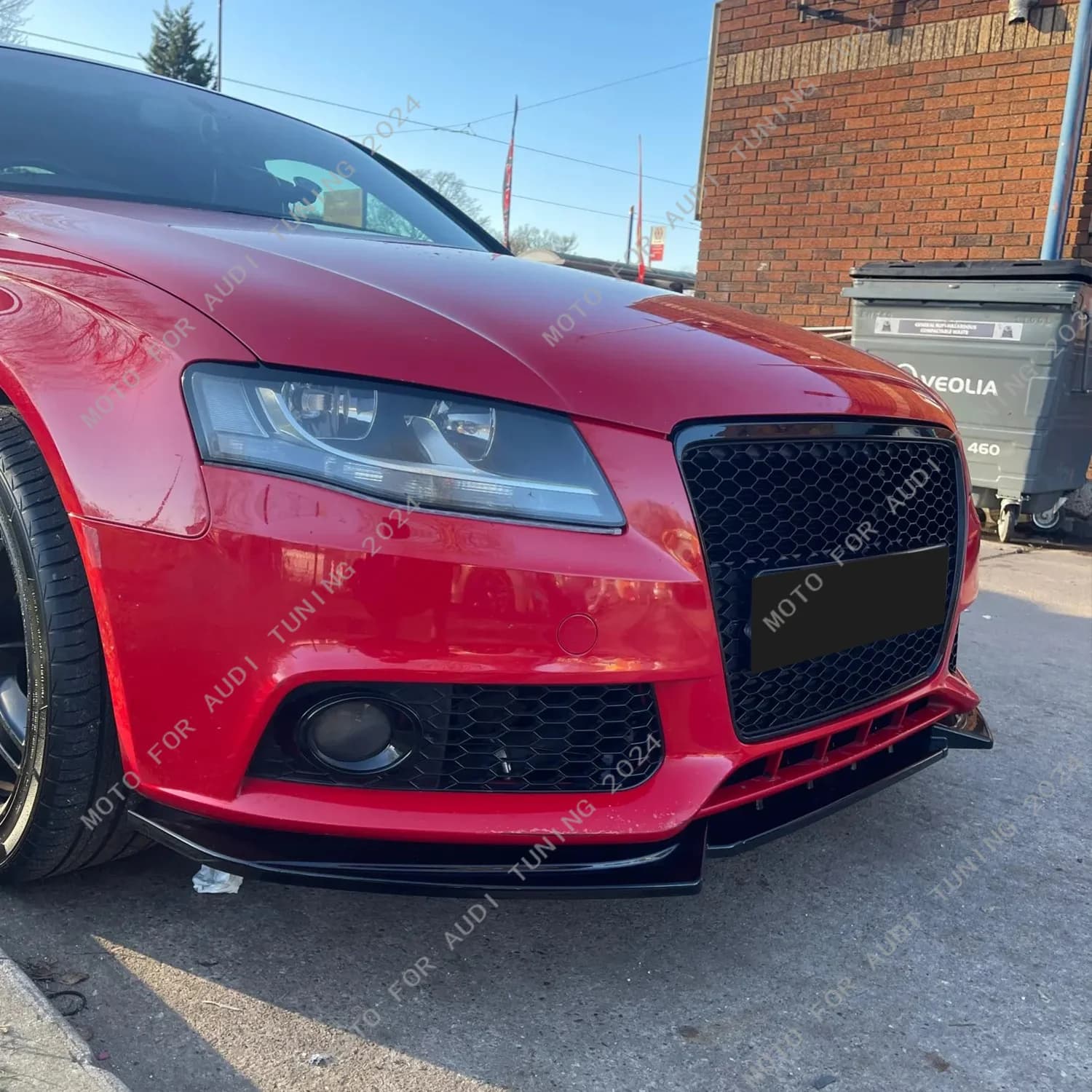 Front Bumper Lip Splitter For AUDI A4 B8 2009 2010 2011 Pre-Facelift Maxton Style 3pcs Front Lip Diffuser Protector Chin Bodykit