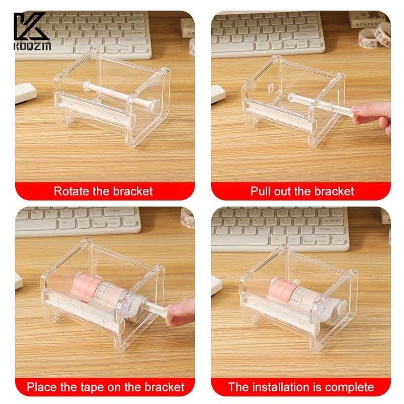 Set di taglierini per nastro creativo Strumento per nastro Porta nastro trasparente Dispenser per nastro Materiale scolastico Cancelleria per ufficio per studenti
