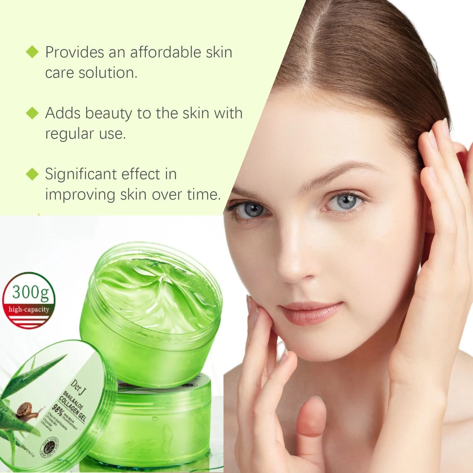 Collagen and Aloe Gel with Lumaca 300g, Hydrating and Reparator for Dry Skin, Soft and Bright, Nutrition and Gently Hydrated