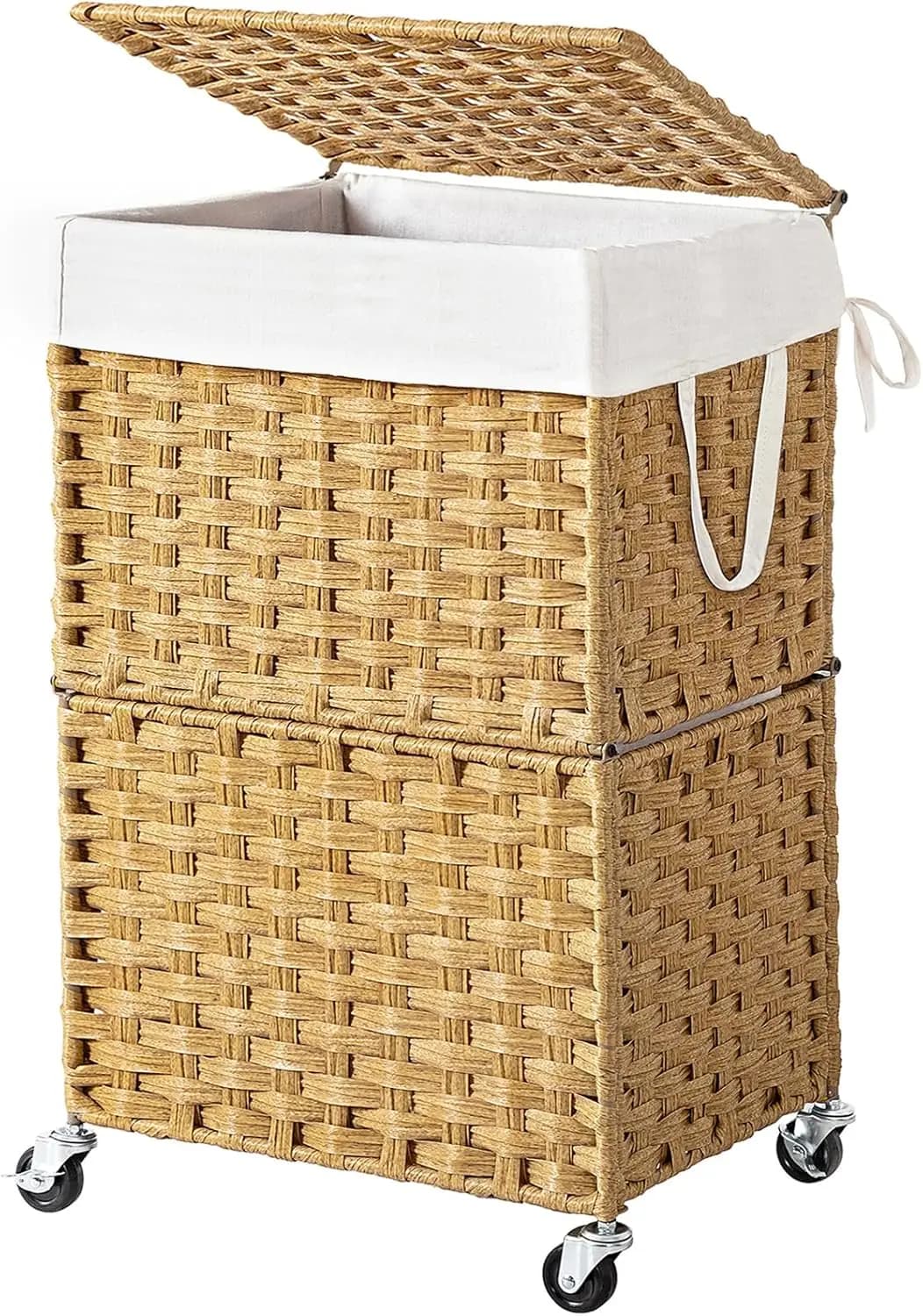 90 litre thin whiteboard with wheels, cover and bag with removable cover, hand woven rattan organizer for bedroom, bathroom
