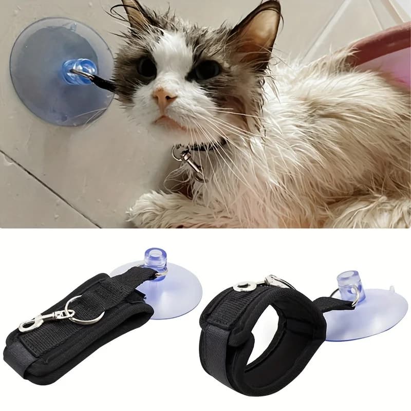 Dispositivo per doccia per gatti regolabile 1PC, strumento per doccia per animali domestici, antigraffio e antimanomissione, pulizia della doccia per cani e gatti