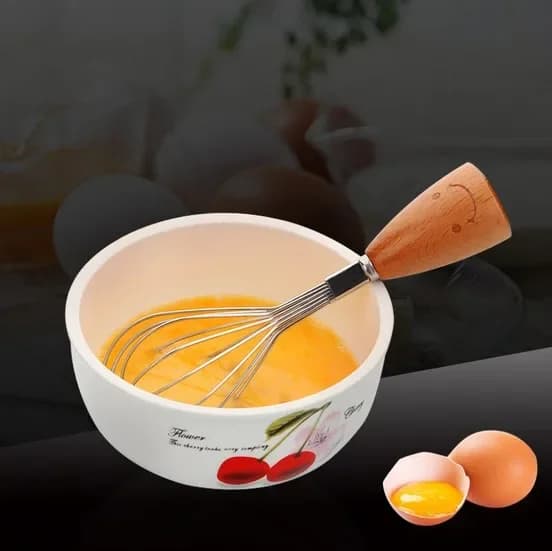 1PC in acciaio inossidabile volto sorridente manico in legno frusta frullatore per uova pizza frittata utensili da cucina cucina agitatore utensili KX 149
