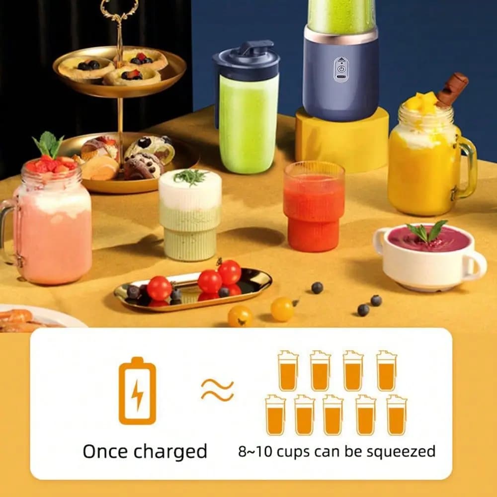 Frullatore elettrico portatile da 400 ml, mini tazza elettrica per succhi di frutta, tazza multifunzionale per succhi adatta per la casa e l'esterno