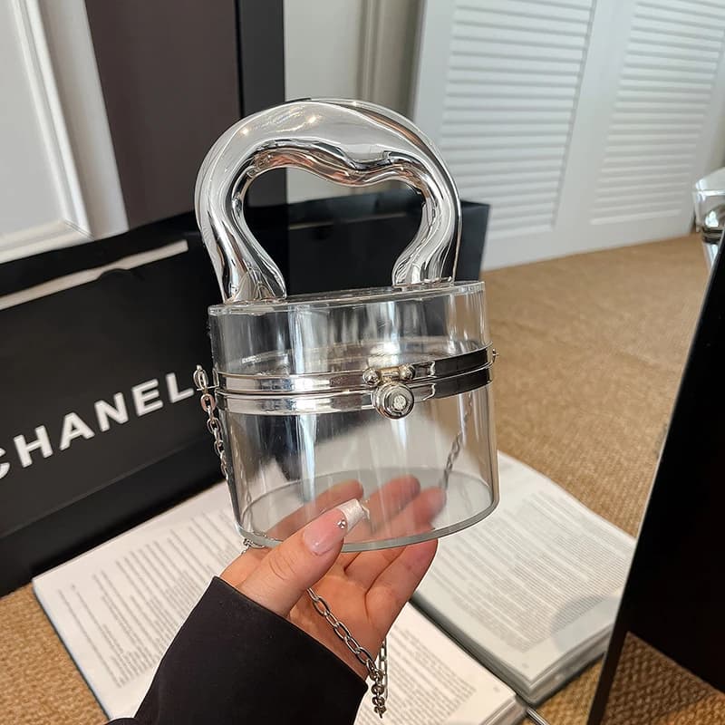 Women's Gold Evening Bag Fashionable Party Bag Lipstick Bag Luxury Silver Mini Transparent Acrylic Shoulder Bag