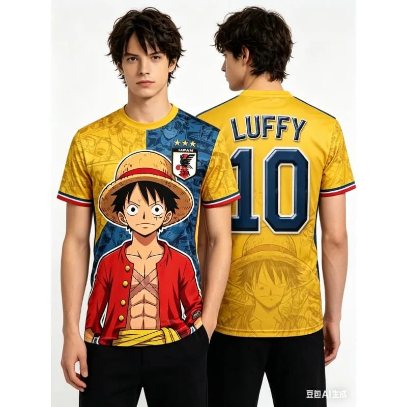Japan One Piece Luffy Football Jersey Men T-shirt Kids Football Special Jersey Kit Adult Men's/Women's Quick-Drying Sweatshirt