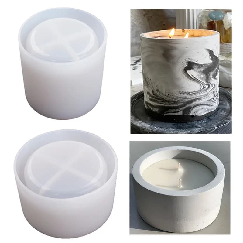3 Size Round Concrete Concrete Molds for Candle Holders Silicone Stamps Hand-made Canvas Flower Jar Clay Mold Wax Box Tool for creating