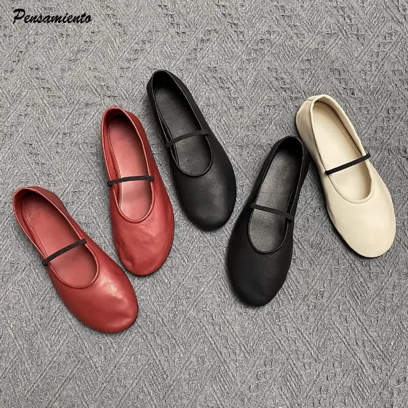 Star style comode suole morbide da donna ballerine da ballo in pelle di moda Mary Janes mocassini Slip-on scarpe pigre da passeggio femminili