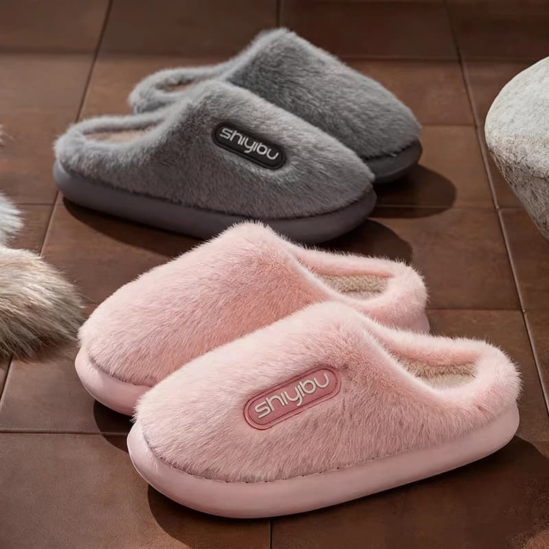 Pantofole invernali da donna per interni antiscivolo da uomo pantofola calda tinta unita scivoli per la casa suola spessa appartamenti coppia scarpe casual da camera da letto morbide