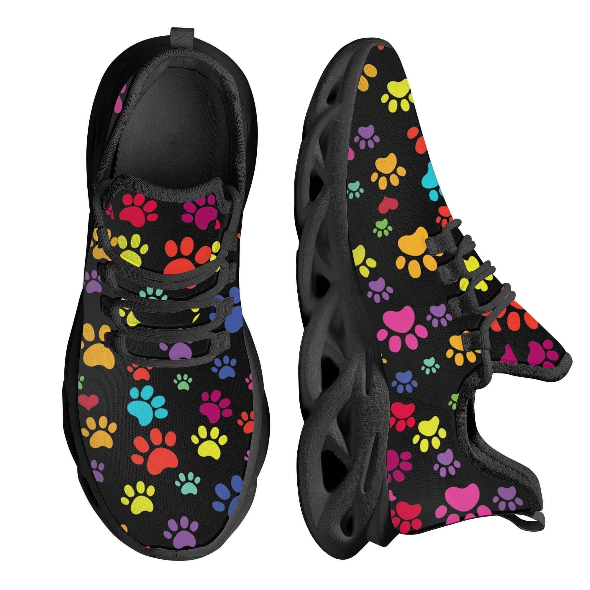 Cool Dog Footprint Camouflage Printing Flat Shoes for Women Breathable Soft Sneakers Lace up Casual Platform Zapatos