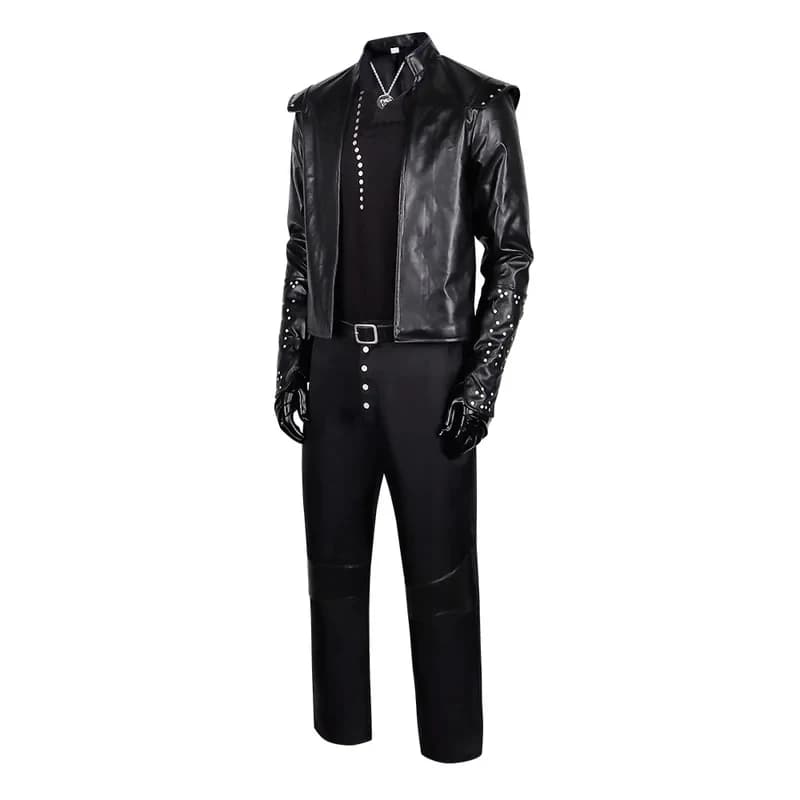 KK56New of Rivia Cosplay Witch 5 Costume Geralt Adult Men Handsome Uniform Coat Top Pants Necklace Set Halloween Suit.OJ6