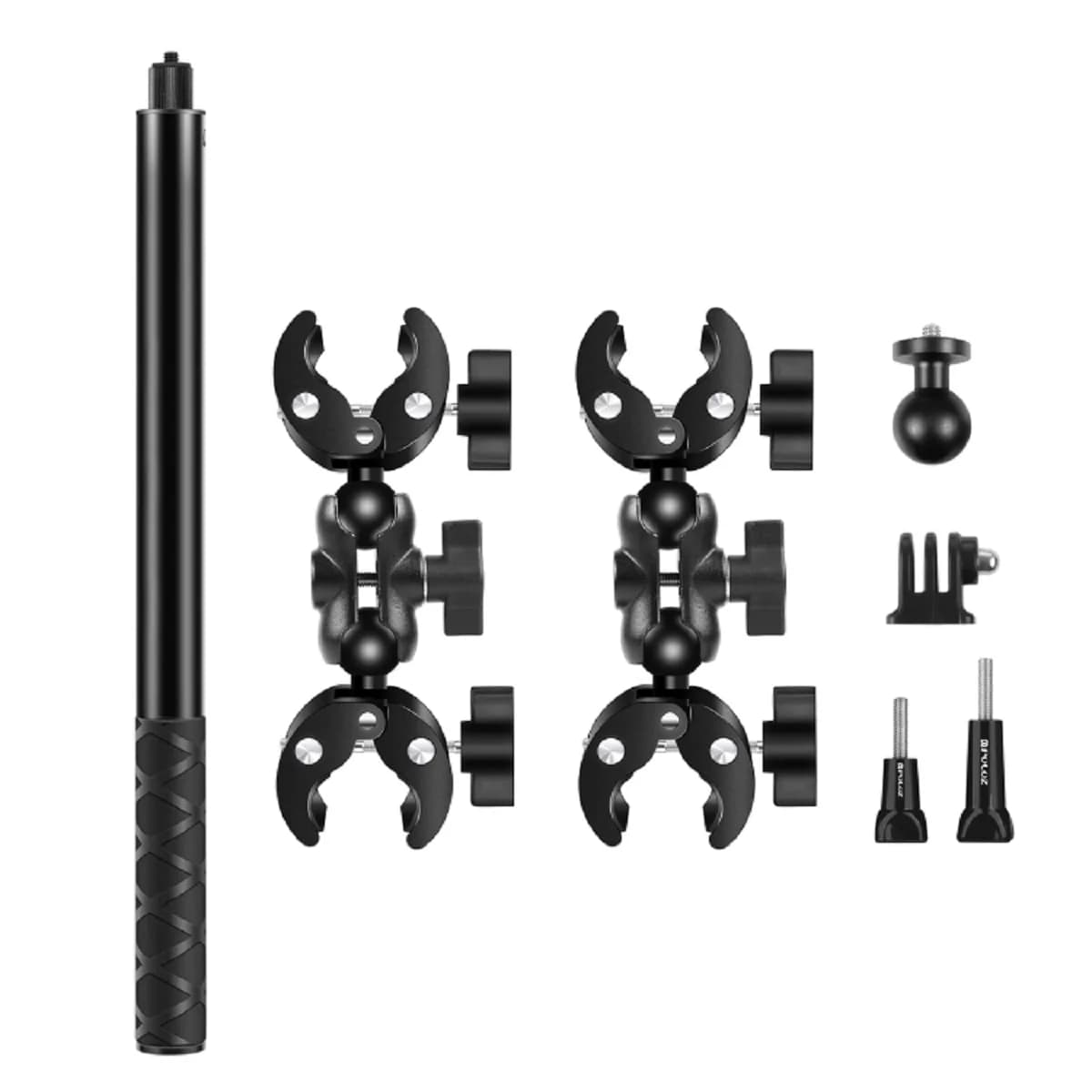 Motorcycle Double Dual-heads Crabs Clamps Handlebar Fixed Mount 150cm Selfie Stick For Insta/GoPro/DJI Camera Accessoies