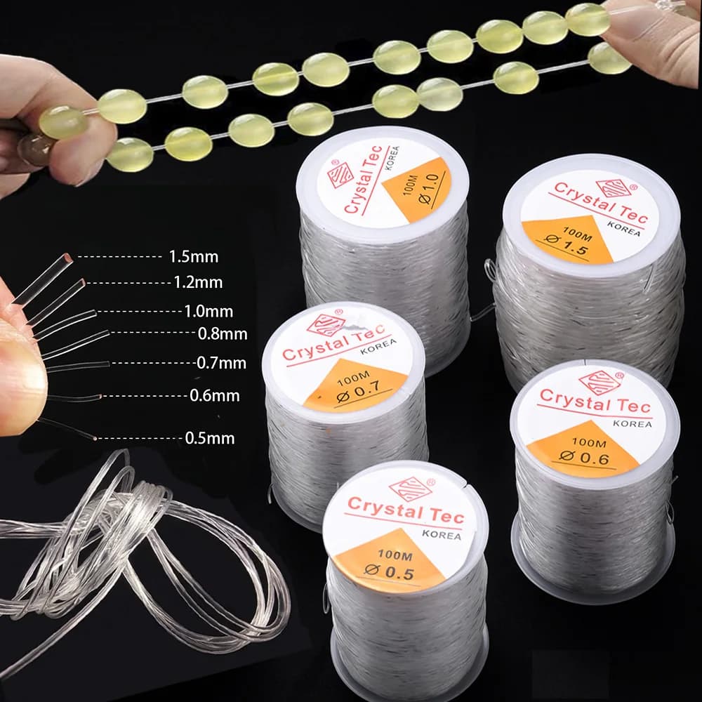 Cavo elastico trasparente da 0,5-1,5 mm Linea elastica in cristallo per la creazione di gioielli Collana fai da te con bracciale Accessori in rilievo