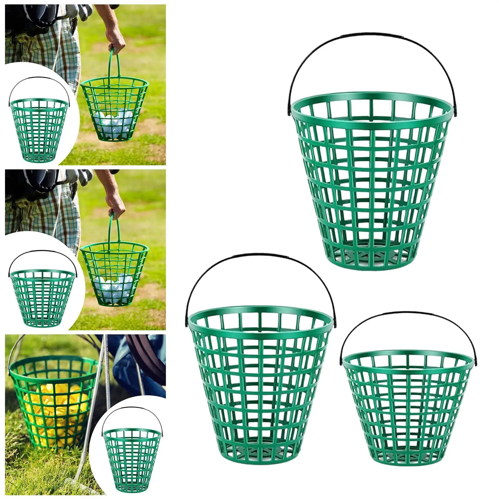 Golf Ball Container Green ABS Plastic Storage Basket for Park Golf Supplies and Stadium Accessories