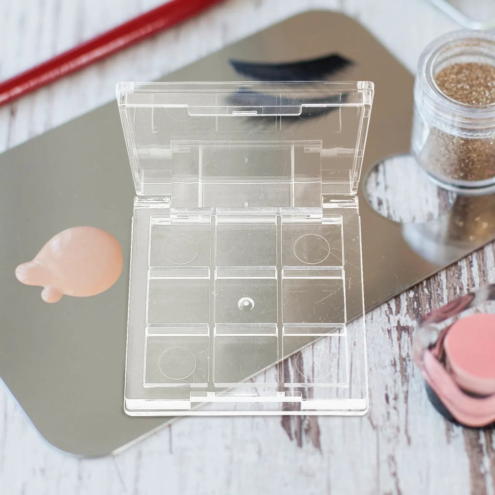 2 Pezzi Contenitore Trasparente Ricaricabile per Ombretto, Custodia Resistente per Fai-da-te, Blush, Illuminante, Vassoio Vuoto da Viaggio per Ombretto