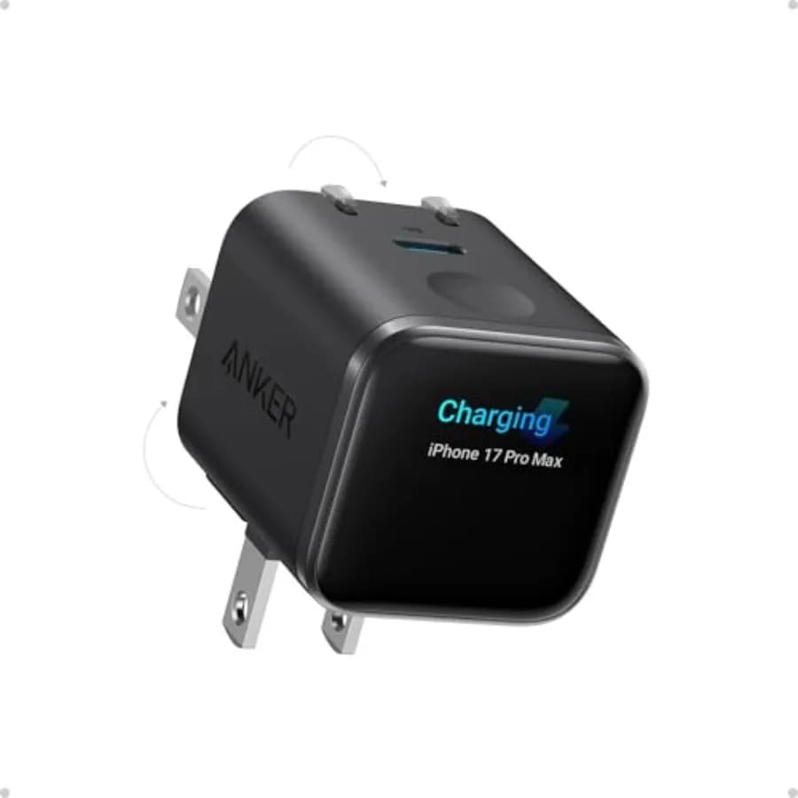 Caricatore Smart Display Nano 45W Max GaN a ricarica rapida USB C con angolo di 180° ° Spina Pieghevole con Riconoscimento Intelligente e Modulo di Cura Integrato
