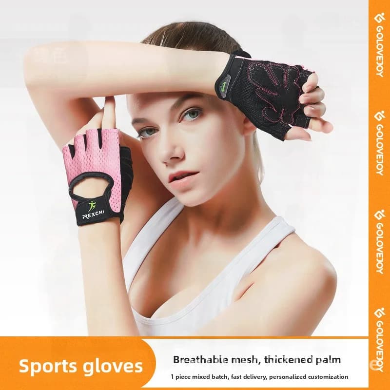 Guanti fitness unisex Mezze dita per uomini e donne Protezione da polso traspirante Antiscivolo Palestra Sollevamento Manubri Esercizio Sport