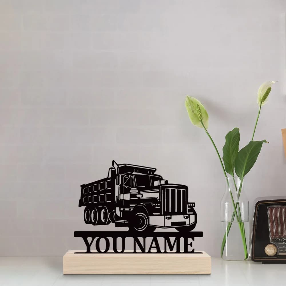1pc Personalized Desktop Metal Ornaments Custom Content Equipped with A Wooden Base Art Decoration, Desktop Decoration