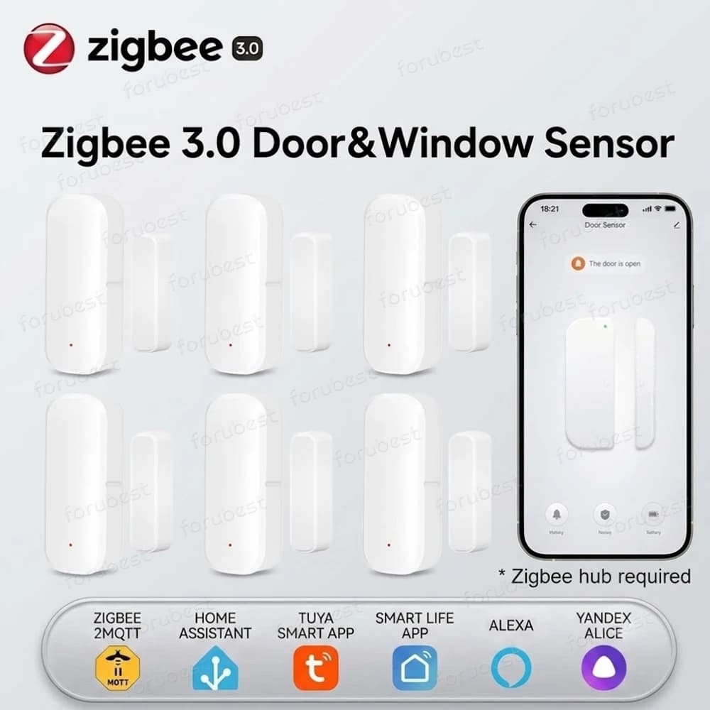Zigbee 3.0 Door Window Sensor Burglar Magnetic Contact Open Closed Detector Smart Home Security Works With Tuya Z2MQTT Gateway