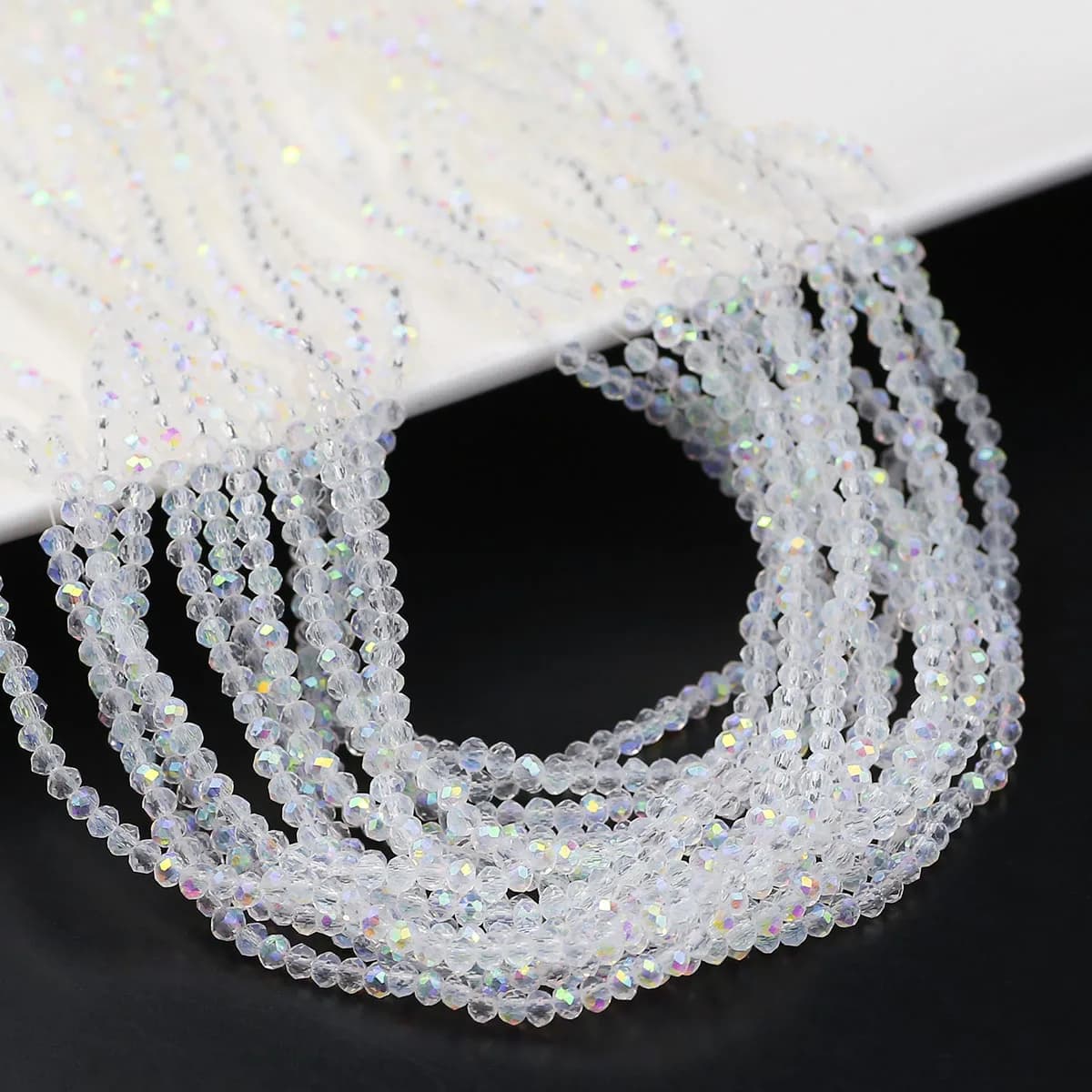 Perle di vetro rotonde piatte sfaccettate Perline distanziatrici allentate in cristallo AB bianco 2,5 mm per gioielli fai da te Creazione di collane Bracciali Accessori