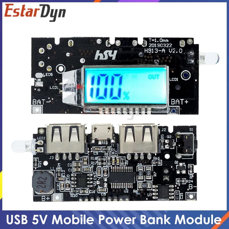 EstarDyn Dual USB 5V 1A 2.1A Mobile Power Bank 18650 Modulo caricabatteria Accessori per il telefono FAI DA TE Nuova scheda del modulo LCD