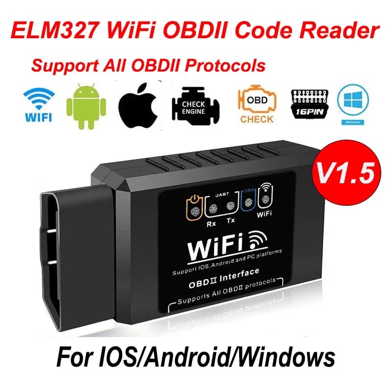 Popular OBD2 WiFi ELM327 V1.5 Code Reader, car diagnostic tool, fault detector for Android/iOS/PC