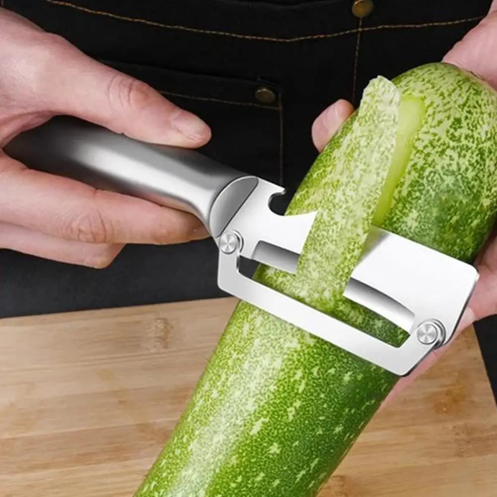 Pelapatate in Acciaio Inox con Lama Piatta, Affettatrice per Patate, Grattugia per Anguria/Melone, Utensile da Cucina Multiuso ​
