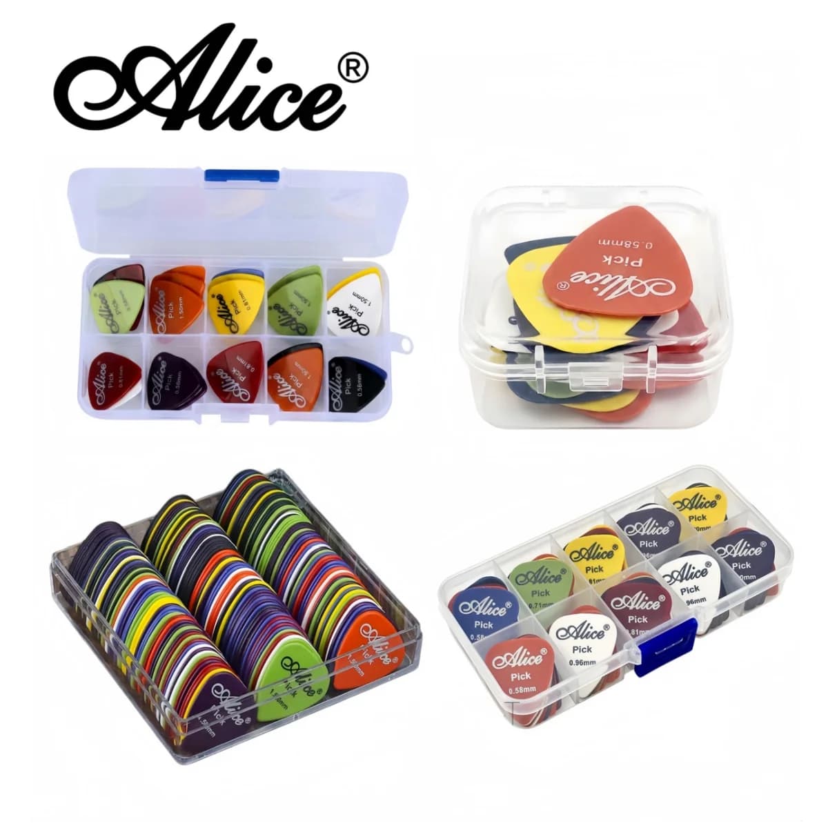 Alice Multicolor Guitar Picks 12/24/50/100 Pcs Mixed, ABS Premium Plastic Plectrum for Acoustic/Electric Guitar Bass Ukulele