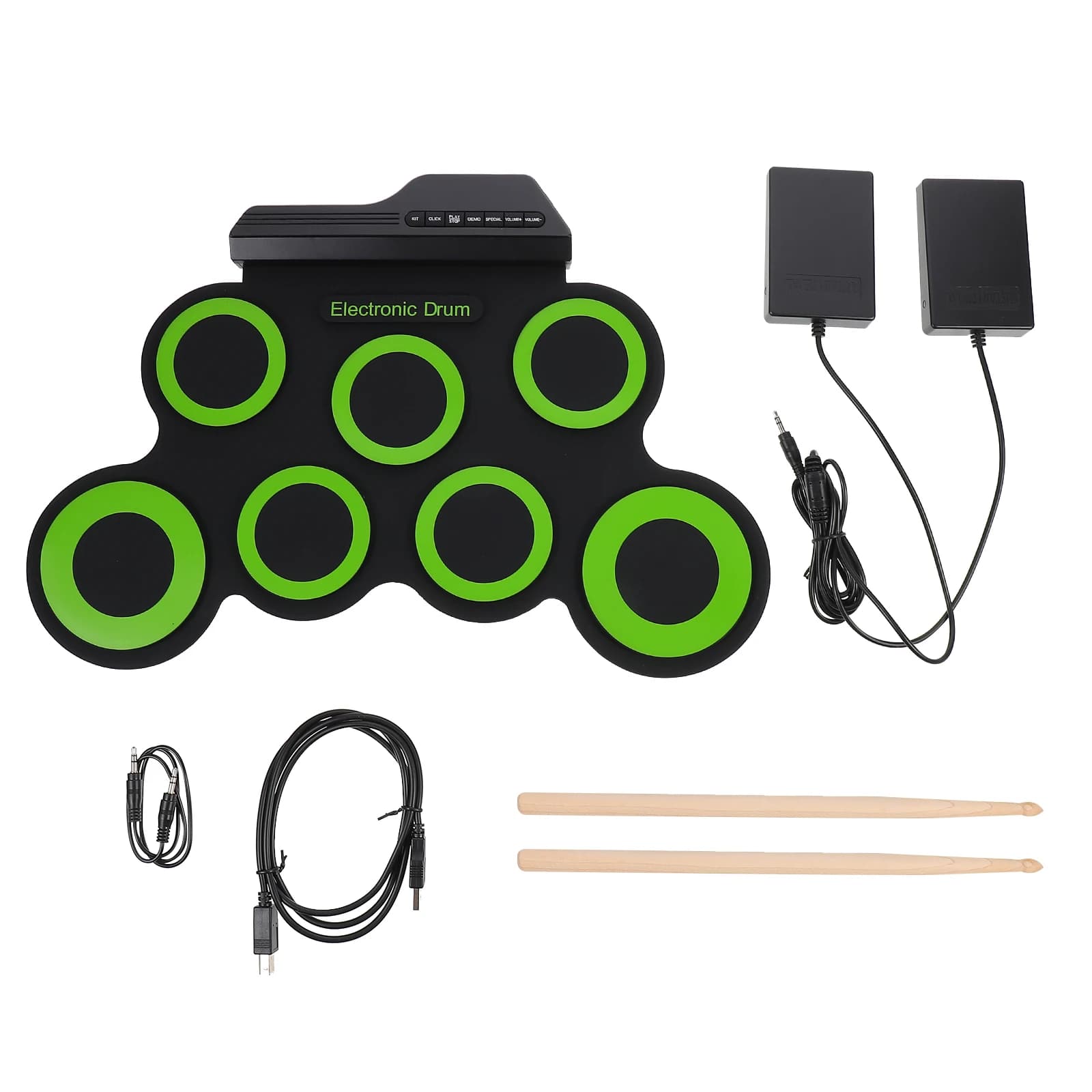 Set di Batteria Elettronica Compatta Pieghevole, Pad di Pratica Arrotolabile per Bambini e Principianti, Kit Batteria Portatile con Pelle