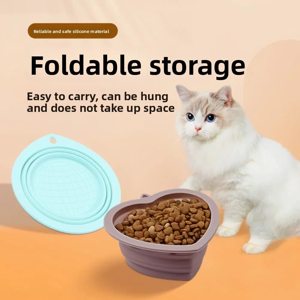 Nuova Ciotola per Animali Domestici in Silicone di Grado Alimentare, Resistente, Antiscivolo e Antigoccia, Pieghevole e Portatile