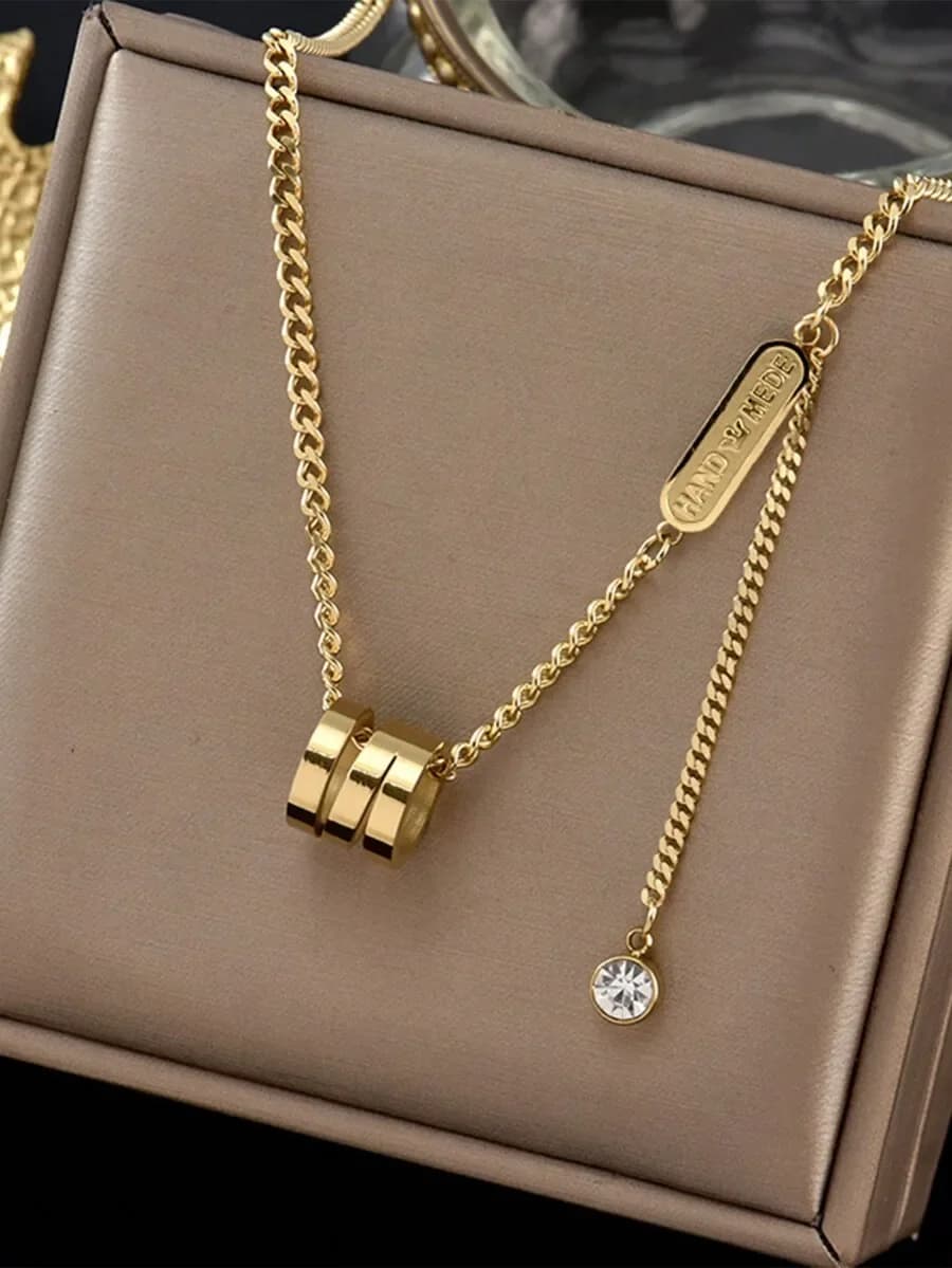 1pc Stainless Steel Fashionable New European And American Style Necklace For Women, Korean Simple Wild Forest Fringe Chain For C